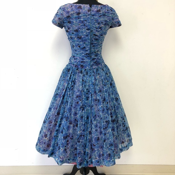 VTG 1950s Party Dress Prom Wedding Floral XS Stage - Picture 2 of 8